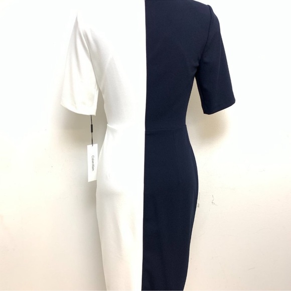 Calvin Klein Black Elegant White Tie Dress - Picture 5 of 7